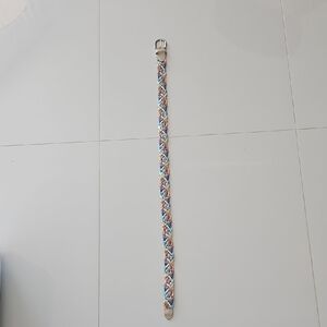 Capezio Silver and Cream Braided Leather Belt